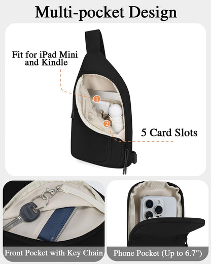 Sling Bag Crossbody Bags for Women with Anti-theft RFID Blocking Pocket | Water Bottle Holder, Adjustable Shoulder Strap, Phone Pocket, Cross Body Travel Purse, Sling Backpack, Tablet Compartment