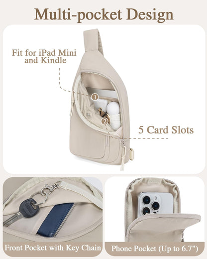 Sling Bag Crossbody Bags for Women with Anti-theft RFID Blocking Pocket | Water Bottle Holder, Adjustable Shoulder Strap, Phone Pocket, Cross Body Travel Purse, Sling Backpack, Tablet Compartment