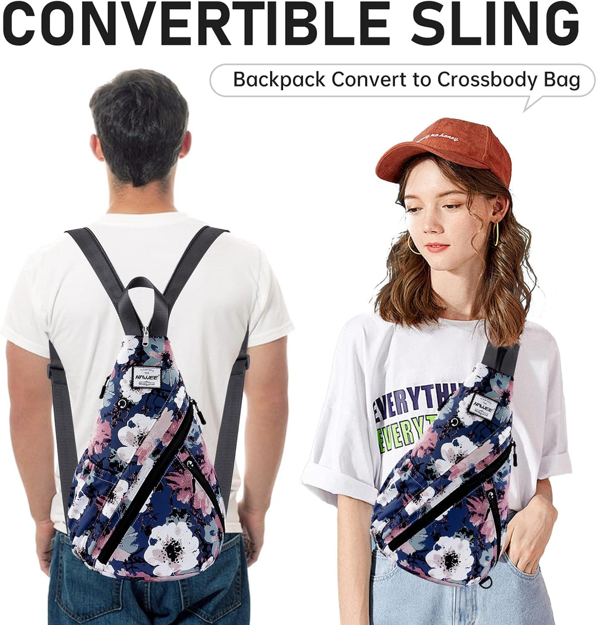 Water-Resistant Sling Bag for Women - Convertible Rope Chest Bag & Casual Daypack, Lightweight Crossbody Backpack for Travel, Cycling, Paisley Colorful