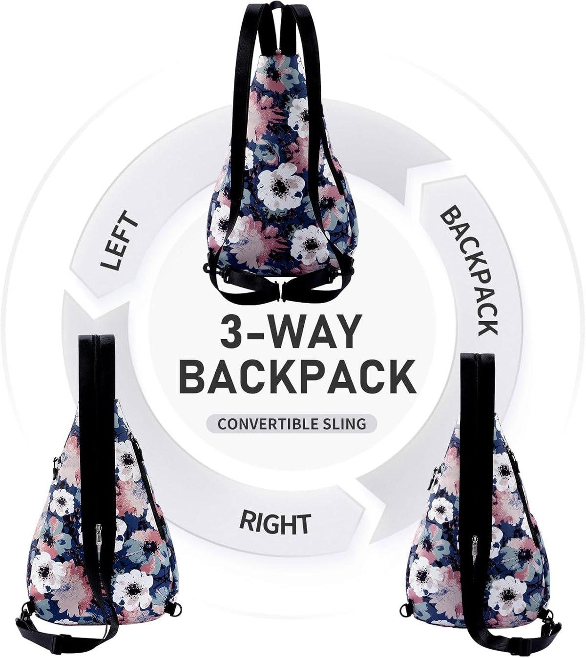 Water-Resistant Sling Bag for Women - Convertible Rope Chest Bag & Casual Daypack, Lightweight Crossbody Backpack for Travel, Cycling, Paisley Colorful