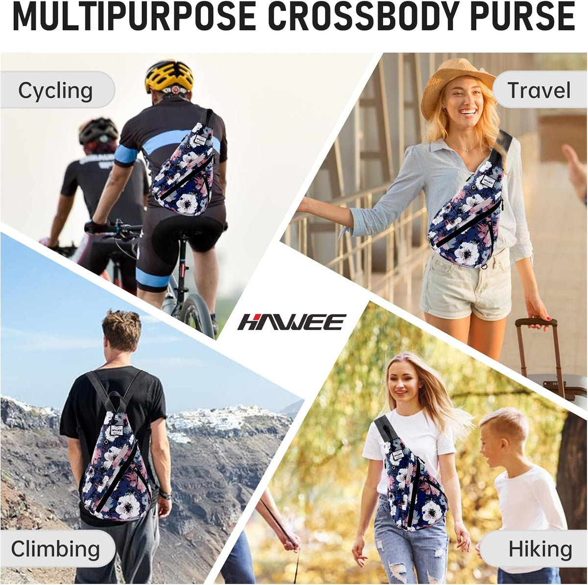 Water-Resistant Sling Bag for Women - Convertible Rope Chest Bag & Casual Daypack, Lightweight Crossbody Backpack for Travel, Cycling, Paisley Colorful