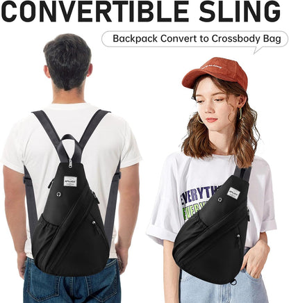 Water-Resistant Sling Bag for Women - Convertible Rope Chest Bag & Casual Daypack, Lightweight Crossbody Backpack for Travel, Cycling, Paisley Colorful