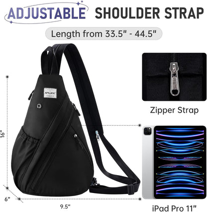 Water-Resistant Sling Bag for Women - Convertible Rope Chest Bag & Casual Daypack, Lightweight Crossbody Backpack for Travel, Cycling, Paisley Colorful