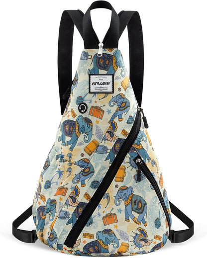 Water-Resistant Sling Bag for Women - Convertible Rope Chest Bag & Casual Daypack, Lightweight Crossbody Backpack for Travel, Cycling, Paisley Colorful