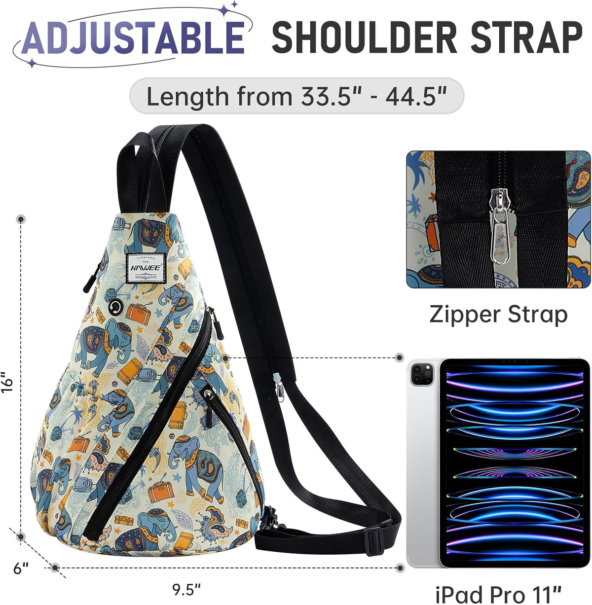 Water-Resistant Sling Bag for Women - Convertible Rope Chest Bag & Casual Daypack, Lightweight Crossbody Backpack for Travel, Cycling, Paisley Colorful