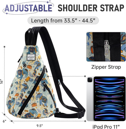 Water-Resistant Sling Bag for Women - Convertible Rope Chest Bag & Casual Daypack, Lightweight Crossbody Backpack for Travel, Cycling, Paisley Colorful
