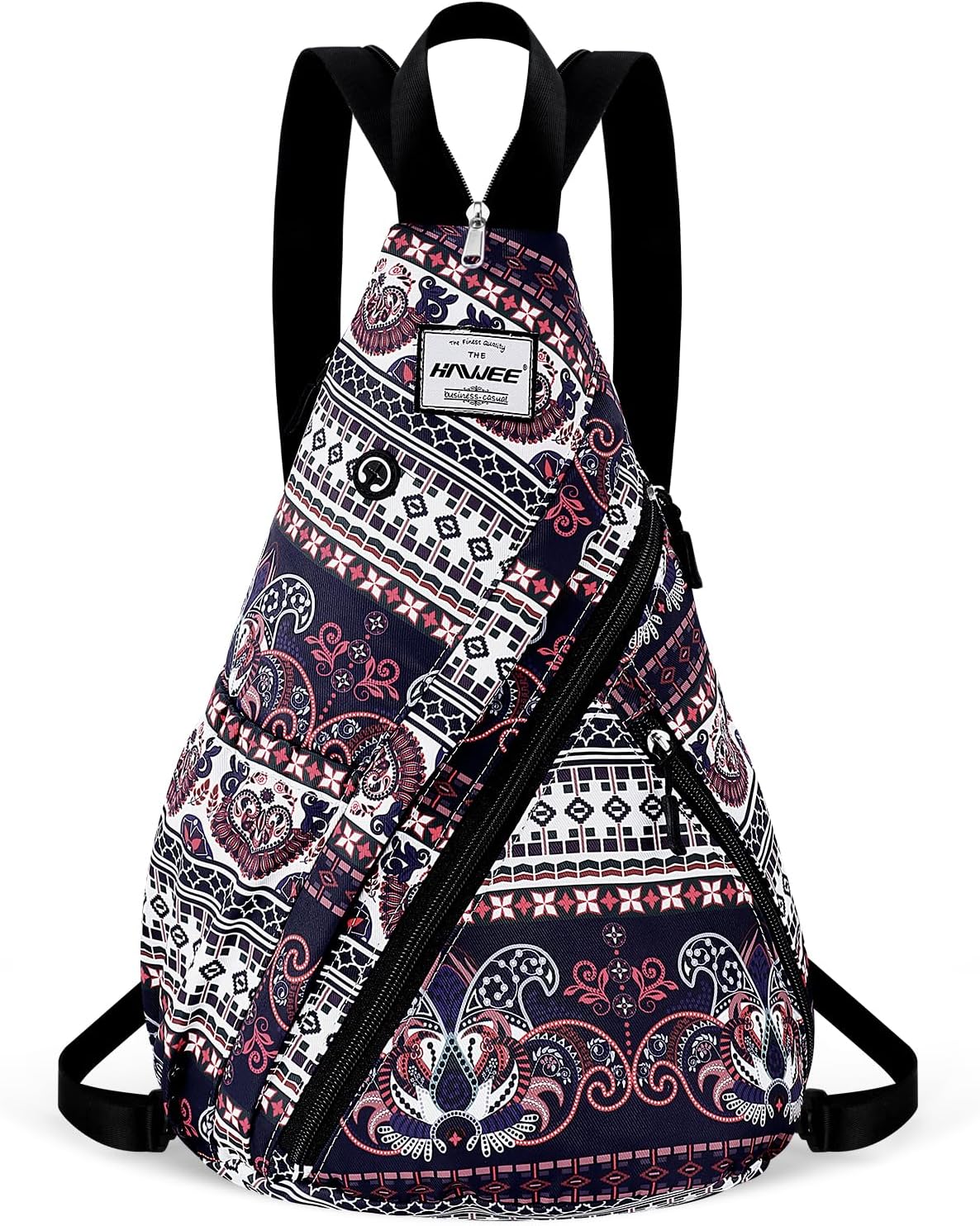 Water-Resistant Sling Bag for Women - Convertible Rope Chest Bag & Casual Daypack, Lightweight Crossbody Backpack for Travel, Cycling, Paisley Colorful