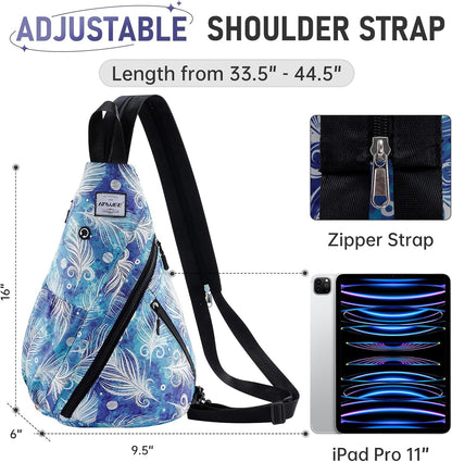 Water-Resistant Sling Bag for Women - Convertible Rope Chest Bag & Casual Daypack, Lightweight Crossbody Backpack for Travel, Cycling, Paisley Colorful