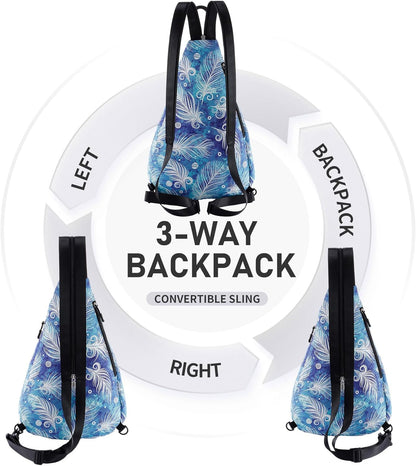 Water-Resistant Sling Bag for Women - Convertible Rope Chest Bag & Casual Daypack, Lightweight Crossbody Backpack for Travel, Cycling, Paisley Colorful