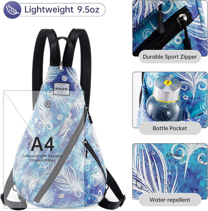 Water-Resistant Sling Bag for Women - Convertible Rope Chest Bag & Casual Daypack, Lightweight Crossbody Backpack for Travel, Cycling, Paisley Colorful