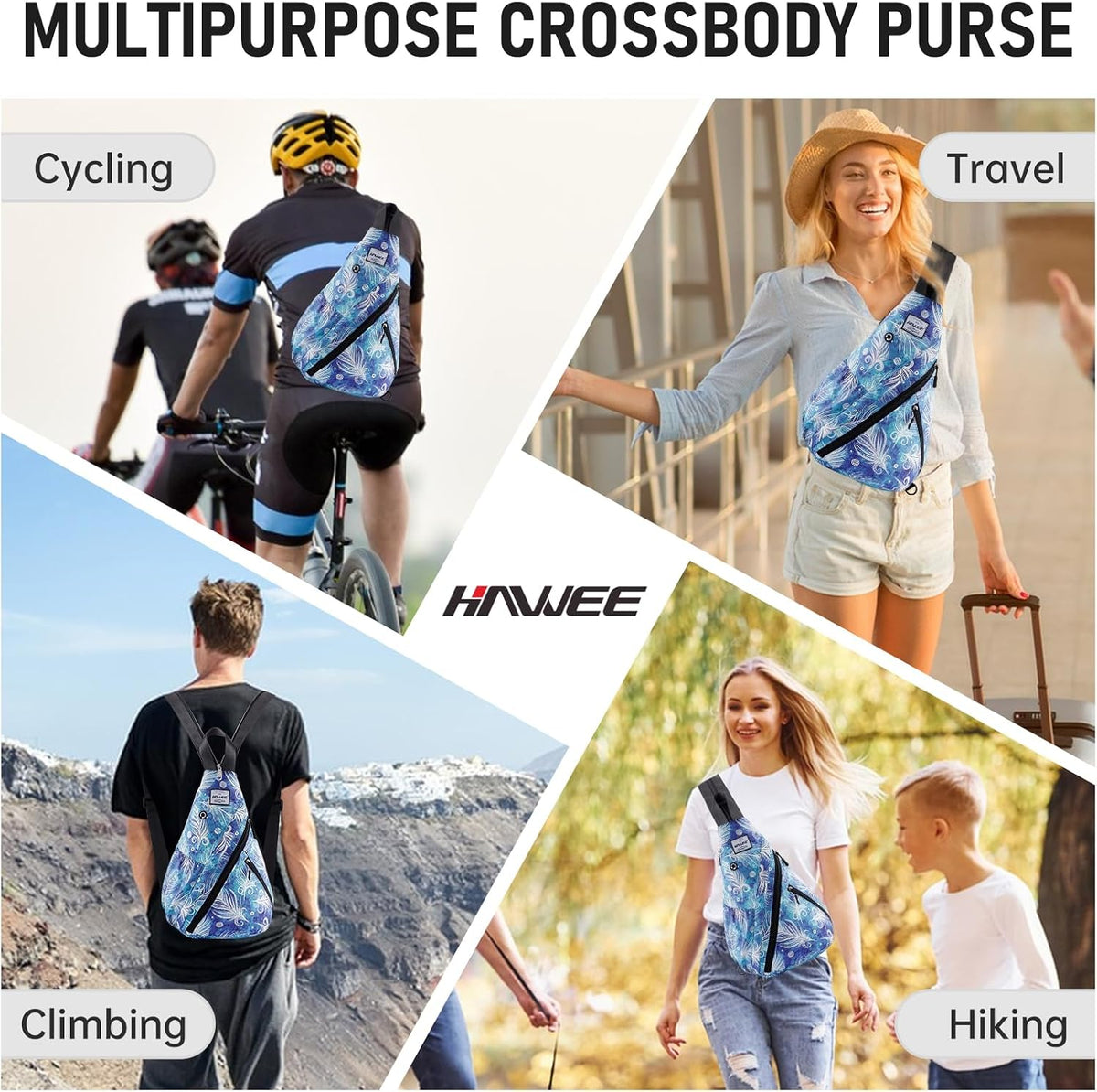 Water-Resistant Sling Bag for Women - Convertible Rope Chest Bag & Casual Daypack, Lightweight Crossbody Backpack for Travel, Cycling, Paisley Colorful