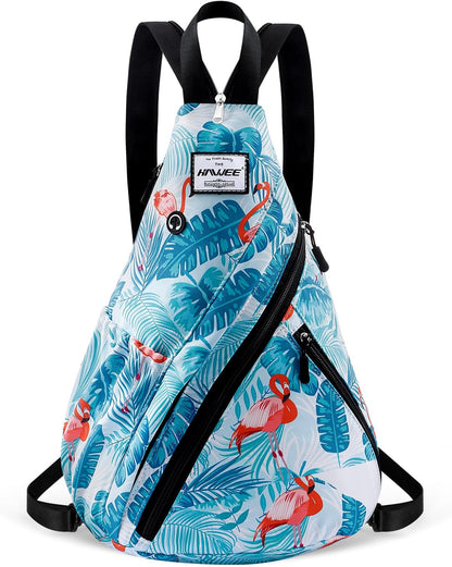Water-Resistant Sling Bag for Women - Convertible Rope Chest Bag & Casual Daypack, Lightweight Crossbody Backpack for Travel, Cycling, Paisley Colorful