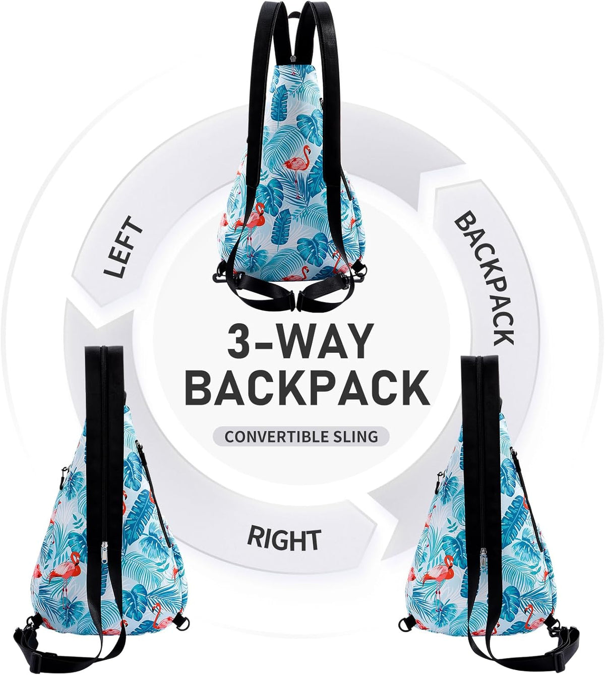Water-Resistant Sling Bag for Women - Convertible Rope Chest Bag & Casual Daypack, Lightweight Crossbody Backpack for Travel, Cycling, Paisley Colorful