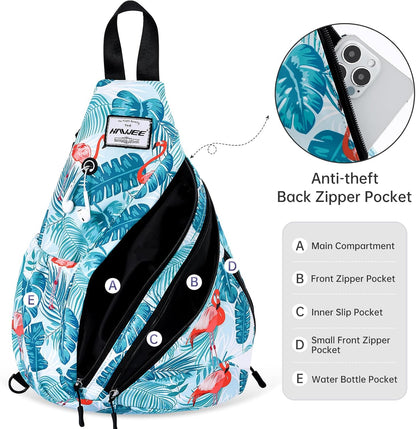 Water-Resistant Sling Bag for Women - Convertible Rope Chest Bag & Casual Daypack, Lightweight Crossbody Backpack for Travel, Cycling, Paisley Colorful