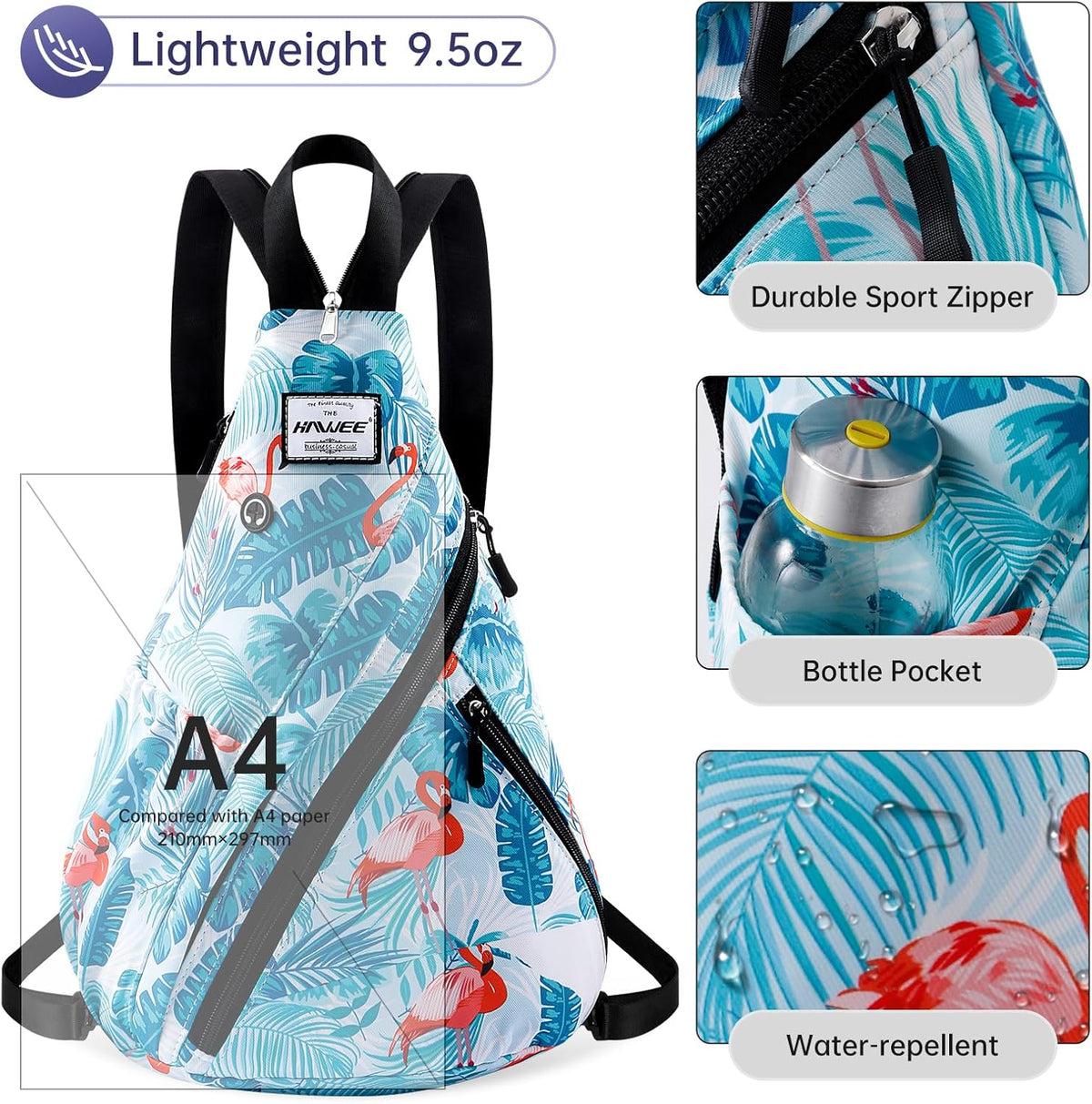 Water-Resistant Sling Bag for Women - Convertible Rope Chest Bag & Casual Daypack, Lightweight Crossbody Backpack for Travel, Cycling, Paisley Colorful