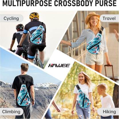 Water-Resistant Sling Bag for Women - Convertible Rope Chest Bag & Casual Daypack, Lightweight Crossbody Backpack for Travel, Cycling, Paisley Colorful