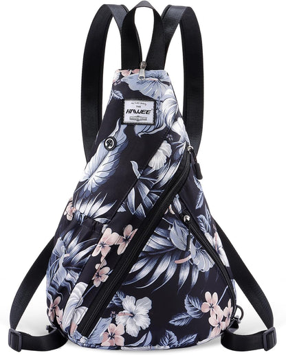 Water-Resistant Sling Bag for Women - Convertible Rope Chest Bag & Casual Daypack, Lightweight Crossbody Backpack for Travel, Cycling, Paisley Colorful