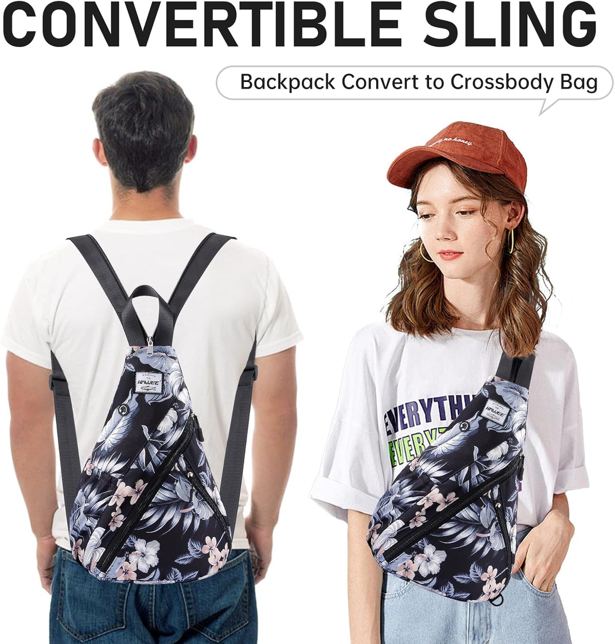 Water-Resistant Sling Bag for Women - Convertible Rope Chest Bag & Casual Daypack, Lightweight Crossbody Backpack for Travel, Cycling, Paisley Colorful