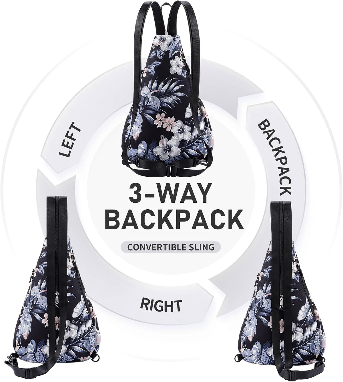 Water-Resistant Sling Bag for Women - Convertible Rope Chest Bag & Casual Daypack, Lightweight Crossbody Backpack for Travel, Cycling, Paisley Colorful
