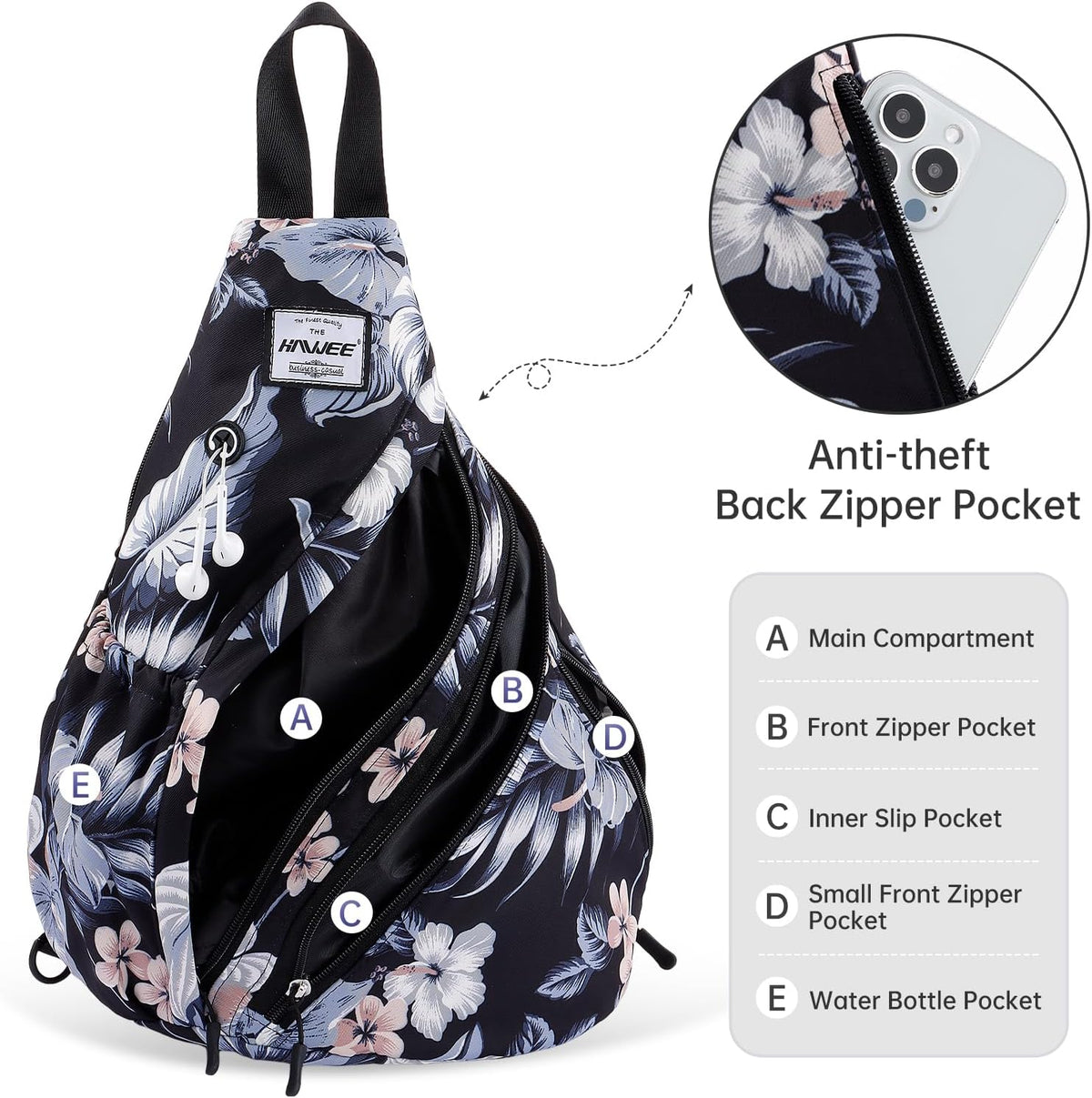 Water-Resistant Sling Bag for Women - Convertible Rope Chest Bag & Casual Daypack, Lightweight Crossbody Backpack for Travel, Cycling, Paisley Colorful
