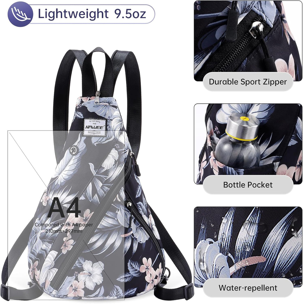 Water-Resistant Sling Bag for Women - Convertible Rope Chest Bag & Casual Daypack, Lightweight Crossbody Backpack for Travel, Cycling, Paisley Colorful