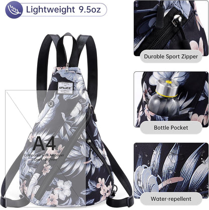 Water-Resistant Sling Bag for Women - Convertible Rope Chest Bag & Casual Daypack, Lightweight Crossbody Backpack for Travel, Cycling, Paisley Colorful