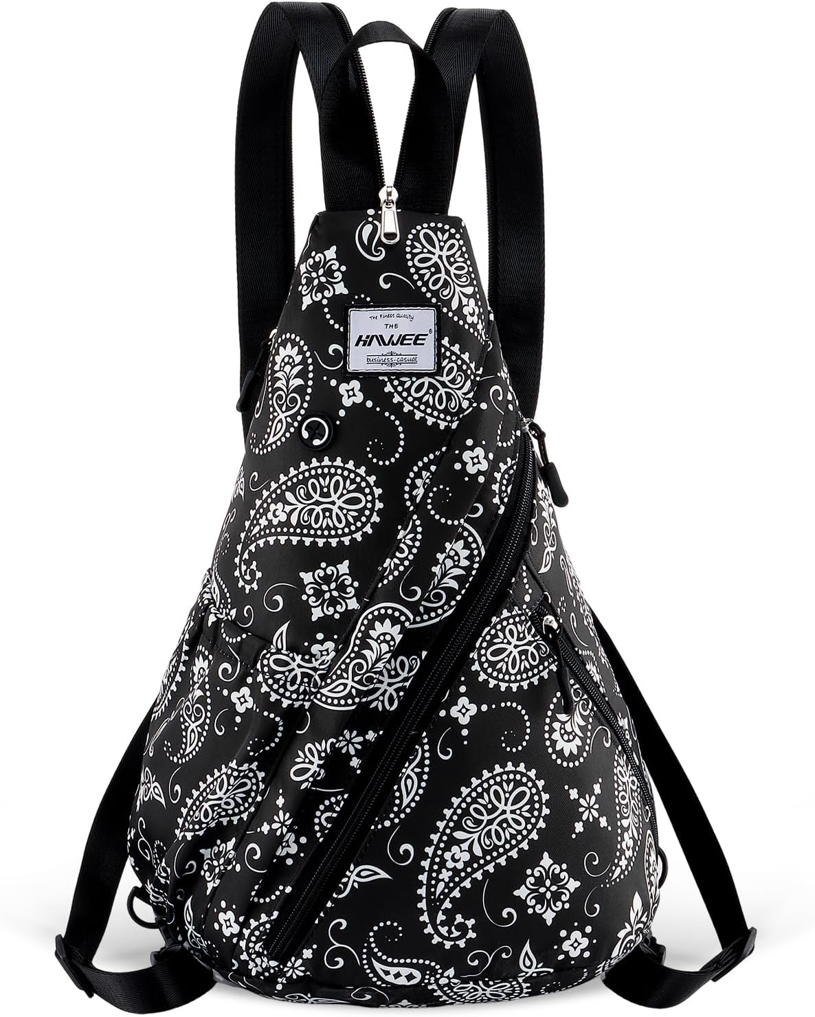 Water-Resistant Sling Bag for Women - Convertible Rope Chest Bag & Casual Daypack, Lightweight Crossbody Backpack for Travel, Cycling, Paisley Colorful