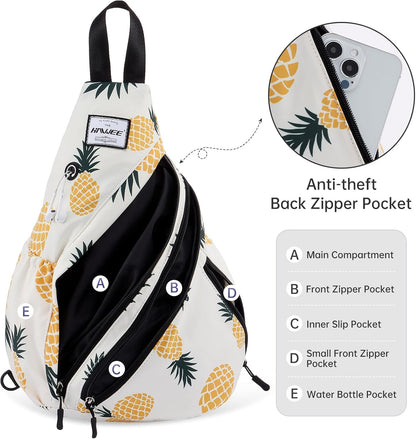 Water-Resistant Sling Bag for Women - Convertible Rope Chest Bag & Casual Daypack, Lightweight Crossbody Backpack for Travel, Cycling, Paisley Colorful
