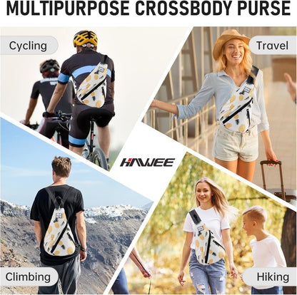 Water-Resistant Sling Bag for Women - Convertible Rope Chest Bag & Casual Daypack, Lightweight Crossbody Backpack for Travel, Cycling, Paisley Colorful