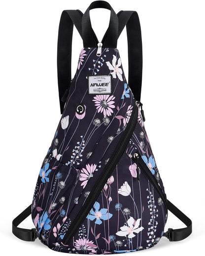 Water-Resistant Sling Bag for Women - Convertible Rope Chest Bag & Casual Daypack, Lightweight Crossbody Backpack for Travel, Cycling, Paisley Colorful