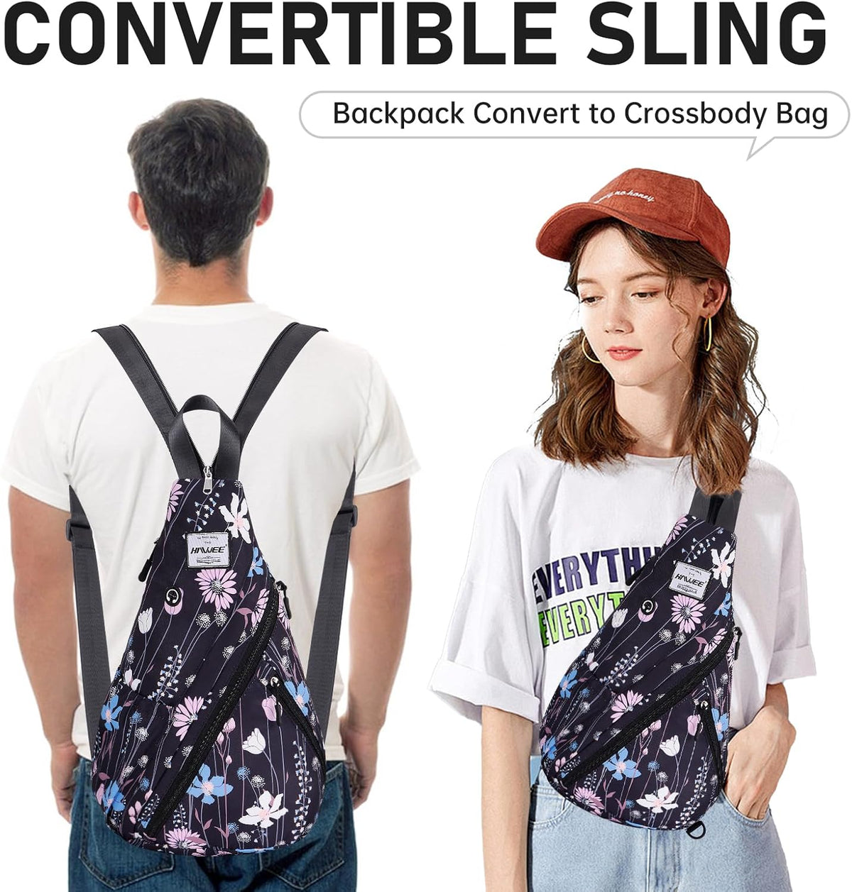 Water-Resistant Sling Bag for Women - Convertible Rope Chest Bag & Casual Daypack, Lightweight Crossbody Backpack for Travel, Cycling, Paisley Colorful