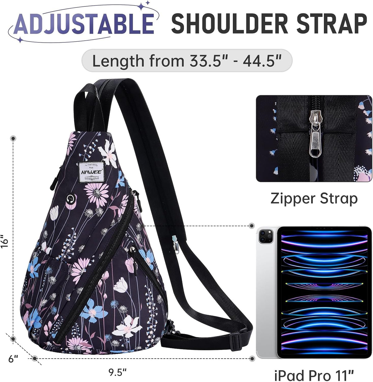 Water-Resistant Sling Bag for Women - Convertible Rope Chest Bag & Casual Daypack, Lightweight Crossbody Backpack for Travel, Cycling, Paisley Colorful