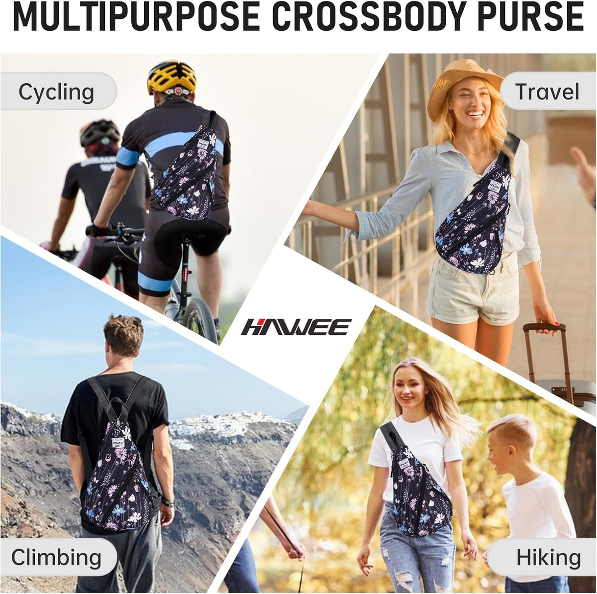 Water-Resistant Sling Bag for Women - Convertible Rope Chest Bag & Casual Daypack, Lightweight Crossbody Backpack for Travel, Cycling, Paisley Colorful