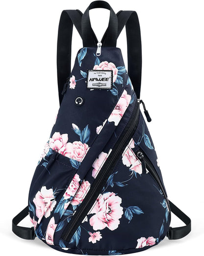 Water-Resistant Sling Bag for Women - Convertible Rope Chest Bag & Casual Daypack, Lightweight Crossbody Backpack for Travel, Cycling, Paisley Colorful