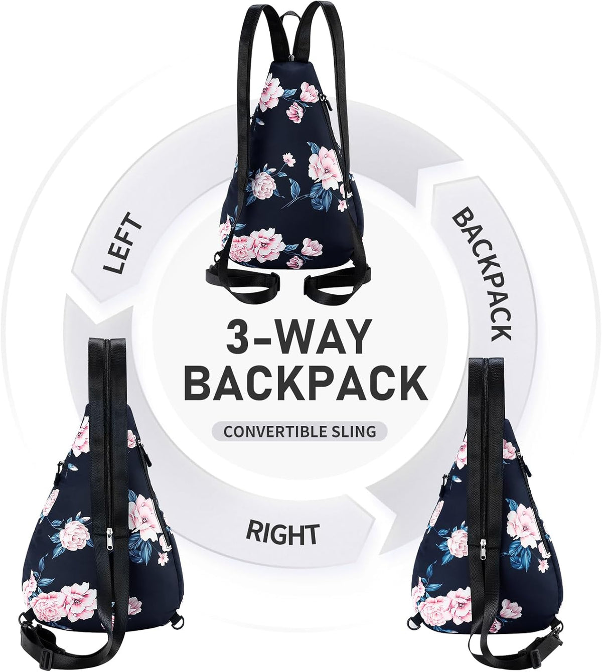 Water-Resistant Sling Bag for Women - Convertible Rope Chest Bag & Casual Daypack, Lightweight Crossbody Backpack for Travel, Cycling, Paisley Colorful
