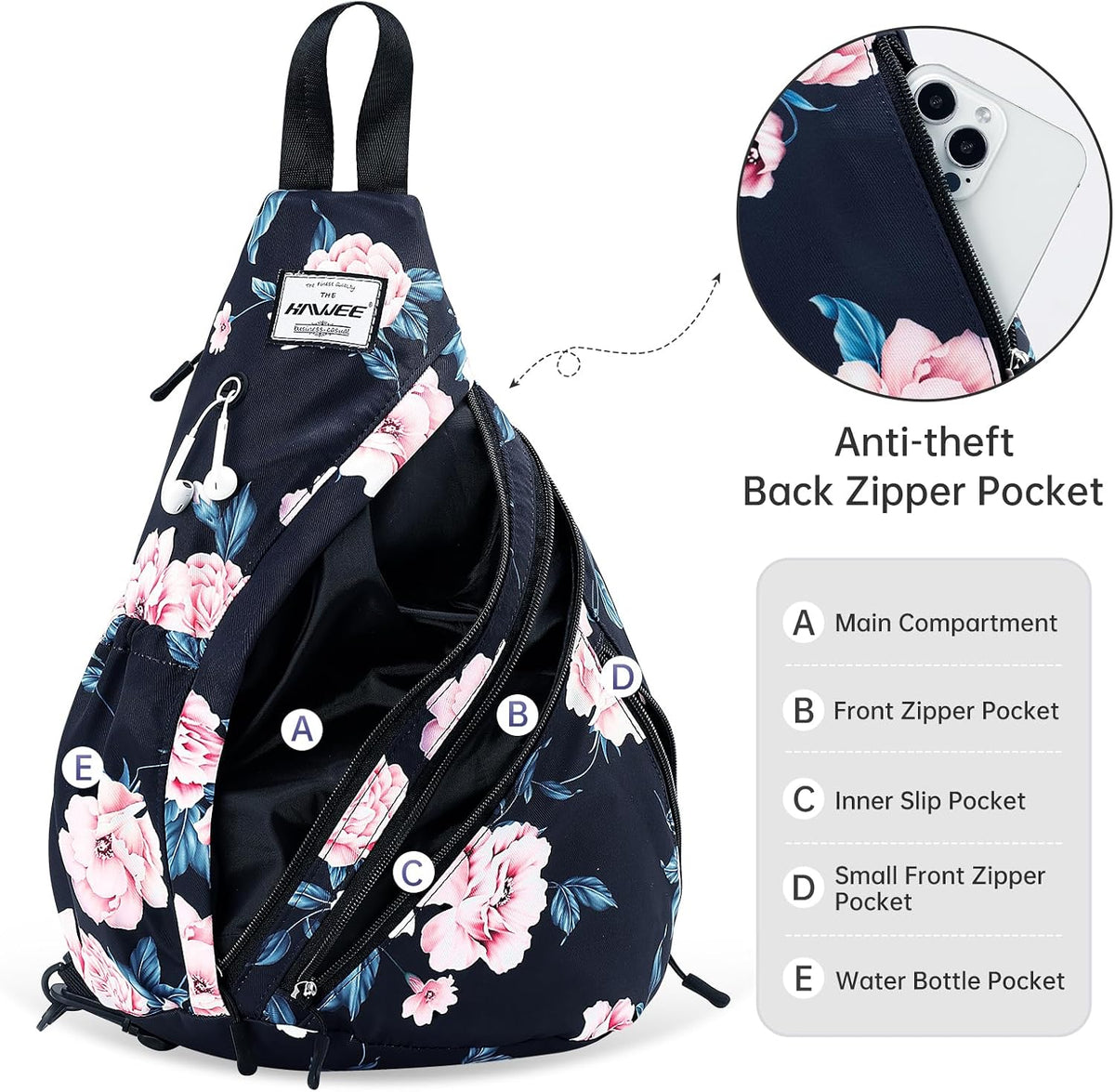Water-Resistant Sling Bag for Women - Convertible Rope Chest Bag & Casual Daypack, Lightweight Crossbody Backpack for Travel, Cycling, Paisley Colorful