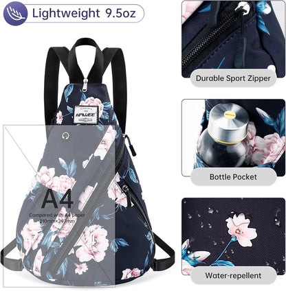 Water-Resistant Sling Bag for Women - Convertible Rope Chest Bag & Casual Daypack, Lightweight Crossbody Backpack for Travel, Cycling, Paisley Colorful