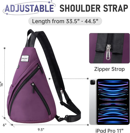 Water-Resistant Sling Bag for Women - Convertible Rope Chest Bag & Casual Daypack, Lightweight Crossbody Backpack for Travel, Cycling, Paisley Colorful