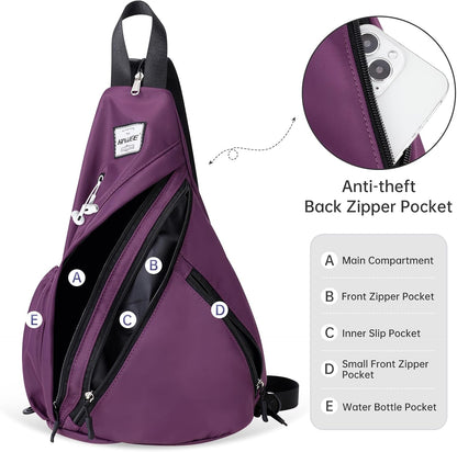 Water-Resistant Sling Bag for Women - Convertible Rope Chest Bag & Casual Daypack, Lightweight Crossbody Backpack for Travel, Cycling, Paisley Colorful