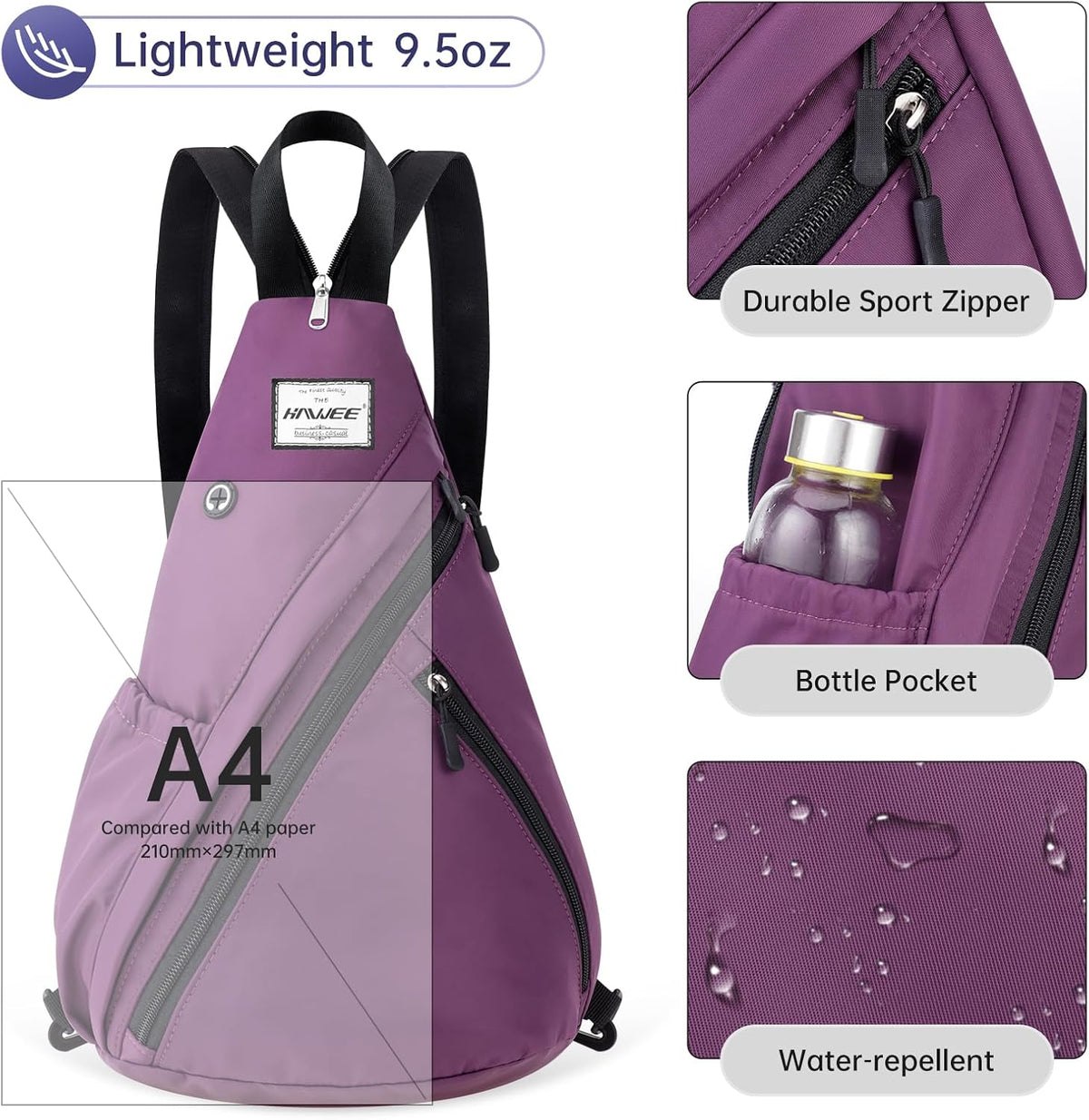 Water-Resistant Sling Bag for Women - Convertible Rope Chest Bag & Casual Daypack, Lightweight Crossbody Backpack for Travel, Cycling, Paisley Colorful