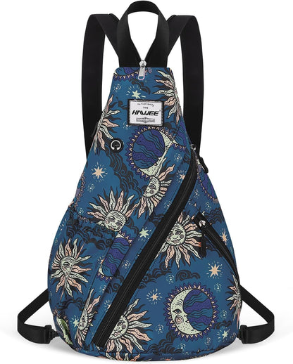 Water-Resistant Sling Bag for Women - Convertible Rope Chest Bag & Casual Daypack, Lightweight Crossbody Backpack for Travel, Cycling, Paisley Colorful