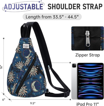 Water-Resistant Sling Bag for Women - Convertible Rope Chest Bag & Casual Daypack, Lightweight Crossbody Backpack for Travel, Cycling, Paisley Colorful