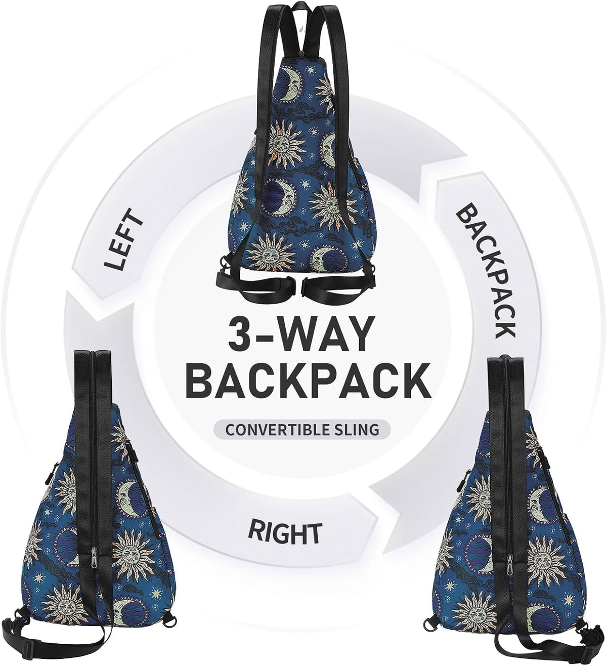 Water-Resistant Sling Bag for Women - Convertible Rope Chest Bag & Casual Daypack, Lightweight Crossbody Backpack for Travel, Cycling, Paisley Colorful