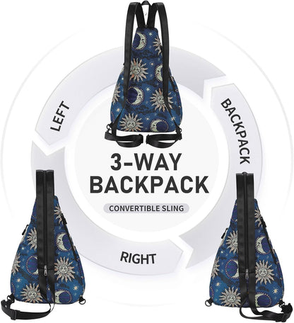 Water-Resistant Sling Bag for Women - Convertible Rope Chest Bag & Casual Daypack, Lightweight Crossbody Backpack for Travel, Cycling, Paisley Colorful