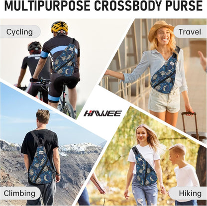 Water-Resistant Sling Bag for Women - Convertible Rope Chest Bag & Casual Daypack, Lightweight Crossbody Backpack for Travel, Cycling, Paisley Colorful