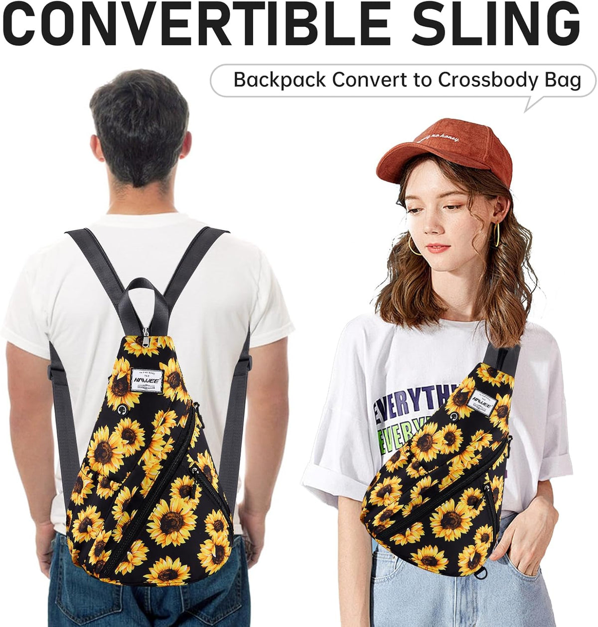 Water-Resistant Sling Bag for Women - Convertible Rope Chest Bag & Casual Daypack, Lightweight Crossbody Backpack for Travel, Cycling, Paisley Colorful