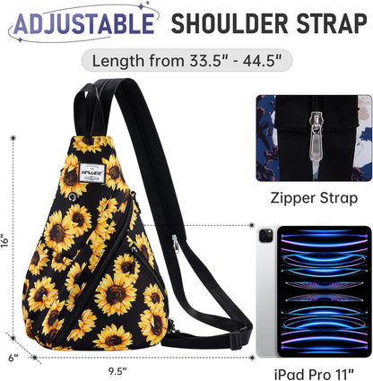Water-Resistant Sling Bag for Women - Convertible Rope Chest Bag & Casual Daypack, Lightweight Crossbody Backpack for Travel, Cycling, Paisley Colorful