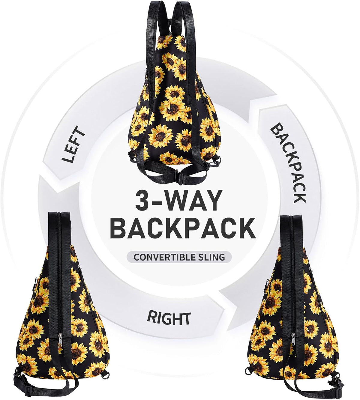 Water-Resistant Sling Bag for Women - Convertible Rope Chest Bag & Casual Daypack, Lightweight Crossbody Backpack for Travel, Cycling, Paisley Colorful