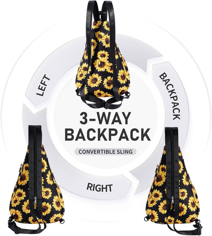 Water-Resistant Sling Bag for Women - Convertible Rope Chest Bag & Casual Daypack, Lightweight Crossbody Backpack for Travel, Cycling, Paisley Colorful