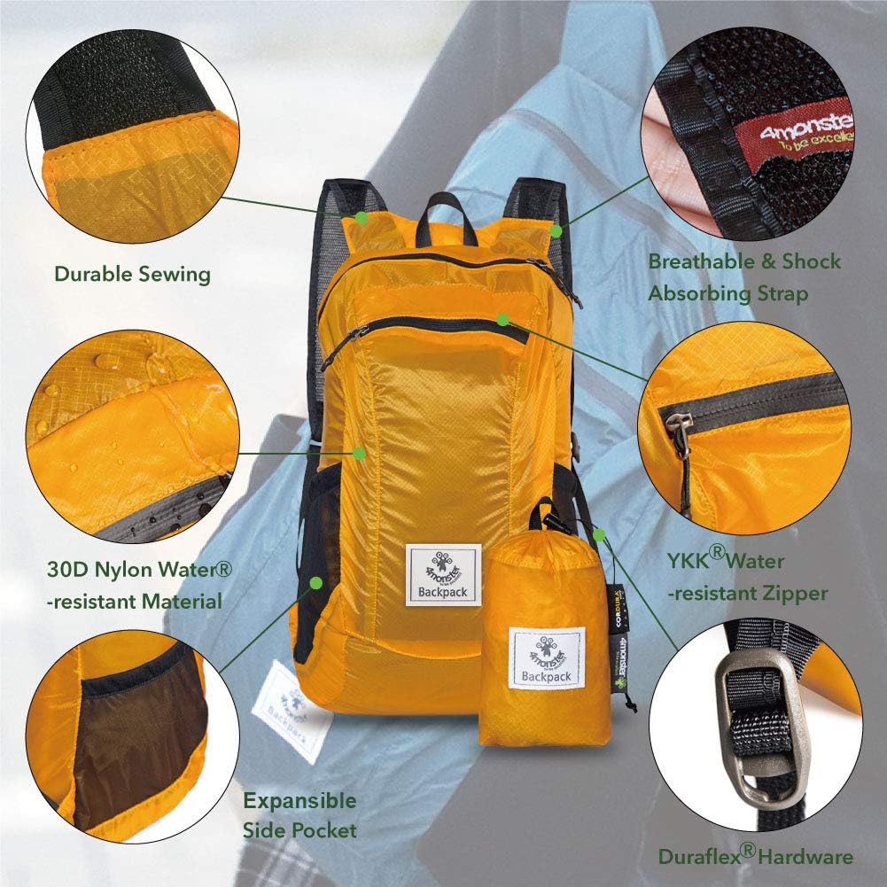 Hiking Daypack,Water Resistant Lightweight Packable Backpack for Travel Camping Outdoor